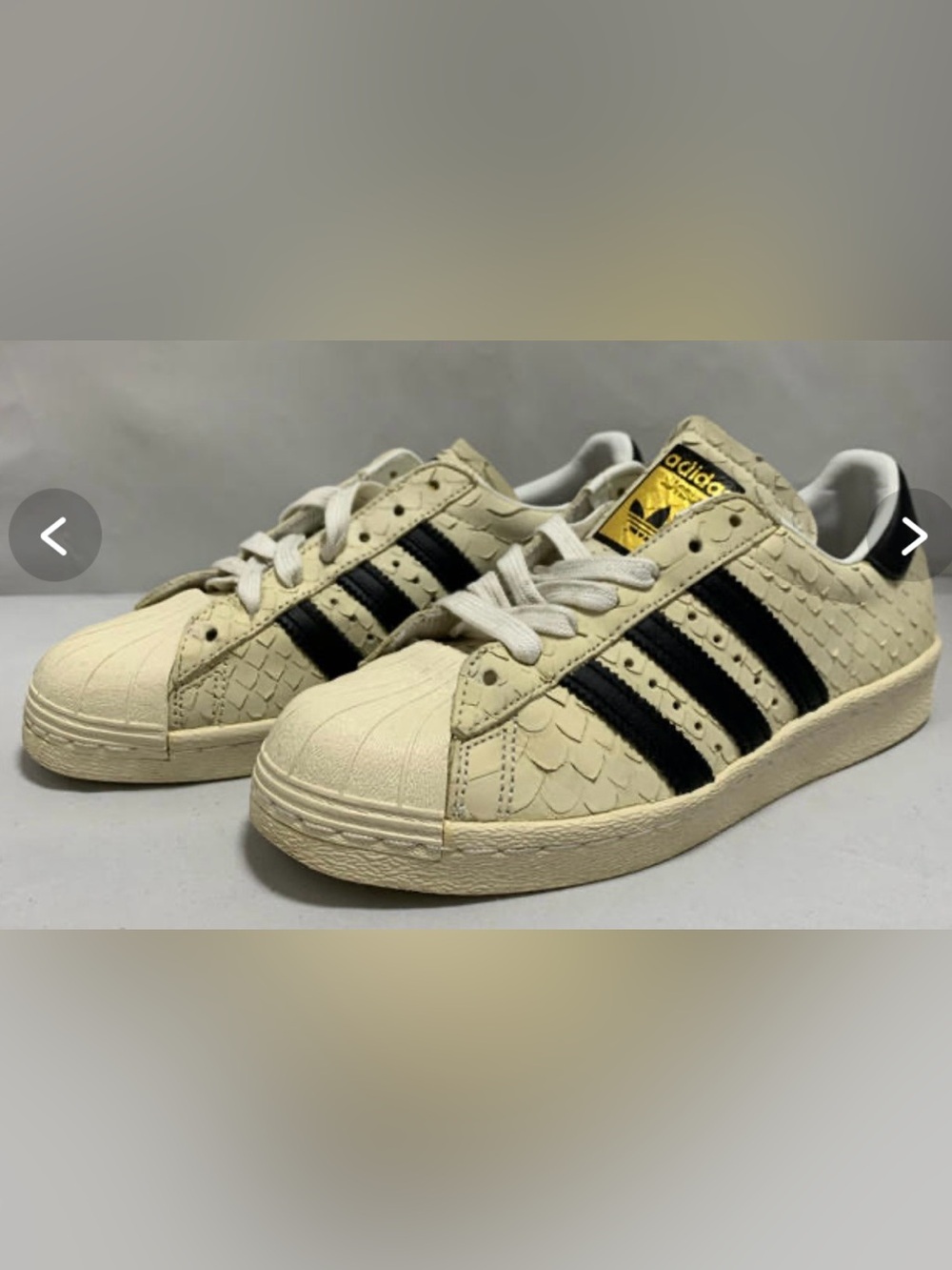 Adidas Superstar 80s Snakeskin Cream Women's Size 7 S76414 Vintage Look